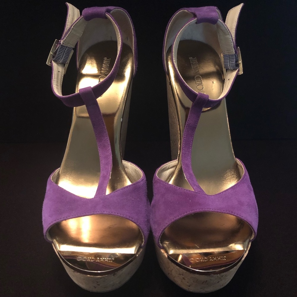 JIMMY CHOO Suede Purple Wedges